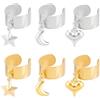 UNICRAFTALE 6 pz 3 stili Anelli con Ciondolo In Acciaio Inossidabile Anelli Regolabili con Ciondolo A Forma di Stella e Luna Anello Da Donna con Ciondolo A Forma di Cuore per Regali di Natale