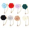 Cikonielf Fiore all'occhiello in metallo semplice foglia d'oro Bella catena a nastro Spilla da sposa fiore rosa spilla Decorazione 8 pezzi
