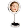 Ejoyous Specchio per Trucco da 9 Pollici con Illuminazione, Specchio Cosmetico Ingranditore Ricaricabile, Touch Control, Pieghevole, Bifacciale 10x/1x