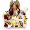 KORAT Natività con Angelo Lusso in Ceramica con Abiti in Tessuto Rosso/Oro | Statuina Sacra Famiglia 40 cm | Decorazione Natalizia Artigianale di Alta Qualità | Presepe Elegante Marca