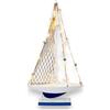 KORAT Veliero Decorativo Da Appoggio Con Luci LED Calde, Soprammobile Marino In Legno E Corda Per Arredo Casa Mare, Barca A Vela Bianca E Blu 43x24x5 cm, 1 Pezzo