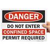 SmartSign Danger - Do Not Enter Confined Space, Permit Required Sign | 10 x 14 Plastica