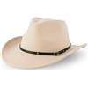 Haayymo Cappello da cowboy western uomo donna cappello classico western fedora in feltro, tesa larga, perfetto per cappello da cowboy, costume e attività all'aperto (bianco rotto)
