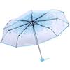 Lazmin112 Ombrello Pieghevole Trasparente, Ombrello Esterno Trasparente Cherry Blossom Ombrello Pioggia per Ragazze alla Moda(Blu)