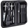 Clauss Astuccio per manicure Clauss, 10 pezzi, cuoio, nero