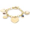 Tommy Hilfiger Bracciale dorato da donna Tommy Hilfiger con ciondoli a cuore