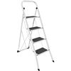 Home Vida - Scala a 4 gradini, in acciaio resistente, pieghevole, portatile, con tappetino antiscivolo