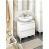 Dmora - Mobile sottolavabo Toutle, Mobiletto da bagno, Contenitore porta lavabo, Armadio per lavandino, 60x40 h64 cm, Bianco lucido