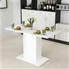 [en.casa] Tavolo da Pranzo (AxLxP) 75 x 120 x 60 cm Tavolo con Gamba Centrale e Piano Rettangolare Fino a 4 Posti - Bianco
