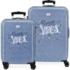 MOVOM Spring Vibes Set di Valigie Blu 55/65 cm Rigido ABS Chiusura a Combinazione Laterale 91L 6 kg Bagaglio a Mano