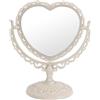 XPXKJ Specchio vintage a forma di cuore da 17,8 cm, elegante specchio da scrivania per il trucco con doppia faccia girevole a 360 gradi specchio da trucco per la decorazione della stanza