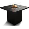 Planika Square Table - Tavolo da Fuoco a Gas - Caminetto da Esterno a Gas e Tavolo da Giardino in Uno - Scomparto Interno per Bombola del Gas - Resistente alle Intemperie - Copertura