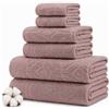 Modern Threads Amrapur Overseas Modern Threads Set da 6 pezzi, 2 asciugamani da bagno, 2 asciugamani per le mani, 2 asciugamani tinti in filo di diamante, set di asciugamani jacquard rosa antico