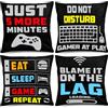 Whaline Federa per cuscino con videogiochi, 45 x 45 cm, motivo controller gamer, confezione da 4 federe per cuscino con logo gamepad, design per casa, ufficio, auto, divano, soggiorno