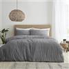 Catherine Lansfield Seersucker - Set copripiumino king size con federe, colore: grigio