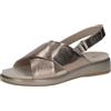 CAPRICE Sandali bassi da donna in pelle con chiusura a strappo, Beige (Taupe Metallic), 36 EU
