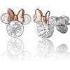 Disney Orecchini a perno da donna con pietra portafortuna di Minnie, licenza ufficiale, orecchini con pietra portafortuna, regali Disney per donne, ottone, cristallo
