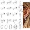 ORAZIO 20 Pz Orecchini Donna Acciaio Chirurgico Piercing Orecchio Orecchini Cerchio Cartilagine Daith Trago Piercing Anallergici Set Orecchini Oro Argento Helix Piercing Gioielli Donna