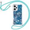 HomiTunky Custodia per collana per Xiaomi Poco F5 5G,Bling Sabbia mobile Flash Custodia con Cordino - Anti-perso Trasparente Antiurto Silicone Carino Liquido Flash Cover con Cavo Band