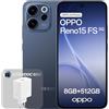 OPPO Reno15 FS 5G Smartphone Sbloccato, 8+512GB, Fotocamera Grandangolare 50MP FOV 100°, Display 6.57 120Hz, AI Portrait Glow, Batteria 6500mAh, IP69, Twilight Blue (Include Caricatore 80W SUPERVOOC)
