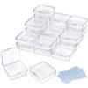 DUOFIRE Scatole Plastica con Coperchio Piccola, 24 Pezzi, 7,3x7,3x2 cm | Scatola Trasparente Contenitori in Plastica, per Perline, Gioielli, Pezzi da Gioco, Carte e Accessori Artigianali