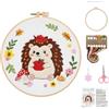 Ruispeed Louise Maelys Kit da Ricamo per Principianti con Motivo Riccio - Set Punto Croce Fai-da-Te con Tessuto Stampato, Telaio, Filo e Aghi - Incantevoli Kit da Ricamo con Animali