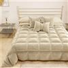 PETTI Artigiani Italiani - Trapunta Invernale Matrimoniale 260x270 cm in Velluto, Copriletto Piumone Double Face Anallergico 350 g/m², Trapunta Calda per Letto, Panna, Made in Italy