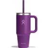 Hydro Flask - Travel Tumbler 709 ml (24 oz) with Closable Press-In Straw Lid - Acciaio inox - Isolamento sottovuoto a doppia parete - Coperchio antispruzzo - Beachplum