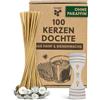 beegut - Stoppini per candele in canapa rinnovabile e cera d'api naturale, senza paraffina, 100 pezzi (10 cm) con pratico supporto per stoppino