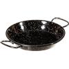 GREGORIOSTORE Padella per Spaghetti all'Assassina in Ferro Smaltato, Tegame Tradizionale Stile Paella, Nero con Puntini Bianchi, con Manici (20 cm)