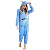 Disney Pigiama Intero Donna - Pigiama Stitch Interi in Pile IH Oh Angel Minnie Malefica S-2XL - Gadget Stitch Idea Regalo (Blu Stitch, L)