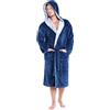 CityComfort Accappatoio Uomo con Cappuccio, Vestaglia in Pile Morbido, Abbigliamento Uomo per Adulti, Ragazzi (3XL, Blu Navy)