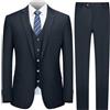 Cooper & Nelson Completo da uomo aderente, 3 pezzi, giacca a tinta unita con un bottone, pantaloni, gilet e cravatta, set da smoking, Blu navy scuro, M