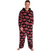NARUTO Tuta Intera Uomo e Ragazzo, M-3XL, Pigiama Intero Invernale con Cappuccio, Anime Abbigliamento da Casa, Regalo Uomo (L, Nero/Rosso)