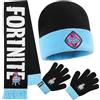 Fortnite Berretto Bambino Set Invernale, 3pz Cappellino, Sciarpa e Guanti per Viaggi Scuola, Regalo Ragazzo Adolescenti