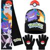 Pokémon Set Invernale Bambino 2 Pz con Cappello e Guanti o 3 con Cappello Guanti Invernali e Sciarpa, Pikachu Regalo Bambini (4-12 Anni, Multi, 3 Pcs)