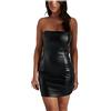XLLAIS - Mini Abito Sexy da Donna, con Spalle Scoperte, in Finta Pelle, Senza Spalline, Mini Abito Aderente per Feste e Discoteche, Abito a Tubino, Bodycon, Nero 1, L