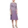 Alex Evenings Alex Tea Length Sequin Mock Dress (Petite And Regular) Vestito per Occasioni Speciali Donna