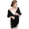 CanB Coprispalle da donna in finta pelliccia, stile 1920, per matrimonio e bolero, coprispalle in finto visone, per donne e ragazze, nero, 61 inches*12 inches