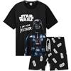 Disney Star Wars Pigiama Uomo Corto Morbido Traspirante Pigiami Uomo Estivi Set Baby Yoda Abbigliamento da Casa Regalo per Lui (M, Nero Darth Vader)