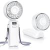 Wasuka Ventilatore Portatile a Mano, Ventilatore da Tavolo Pieghevole con Display LED, 5 Velocità, Mini Ventilatore USB Ricaricabile a Batteria per Casa, Ufficio, Camera da Letto e Viaggi (Bianco)