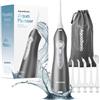 AquaSonic Water Flosser - Cordless Rechargeable Water Flossers for Teeth Cleaning - Waterproof Aqua Flosser, Portable Oral Irrigator for Dental Cleaning with 5 Jet Tips - Braces Home Travel