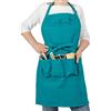 La Cordeline Grembiule con 5 Tasche in Cotone Blu Ricamato, Regolabile TU Grembiule da Giardinaggio, Cucina Fai