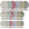 H&H Sinfonia Servizio Tavola 18 Pezzi in Stoneware, Set Piatti per 6 Persone, Colori Pastello Assortiti, Ala Festonata Decorata, Lavastoviglie e Microonde