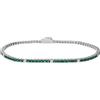 LUXURY MILANO Bracciale tennis in argento 925 rodiato con zirconi verdi e bianchi alternati 2 mm, misura 19,5 cm