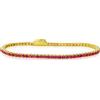 LUXURY MILANO Bracciale tennis in argento 925 dorato con zirconi rossi 2 mm, misura 17 cm