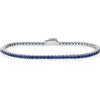 LUXURY MILANO Bracciale tennis in argento 925 rodiato con zirconi blu 2 mm, misura 19,5 cm