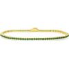 LUXURY MILANO Bracciale tennis in argento 925 dorato con zirconi verdi 2 mm, misura 21 cm