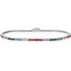 LUXURY MILANO Bracciale tennis in argento 925 rodiato con zirconi multicolor 2 mm, misura 19,5 cm