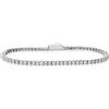 LUXURY MILANO Bracciale tennis in argento 925 rodiato con zirconi bianchi 2 mm, misura 19,5 cm